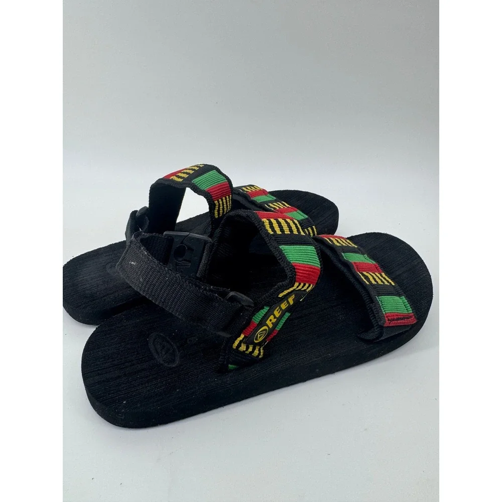 Reef Rasta Sandals Mens 8 Black Red Yellow Green